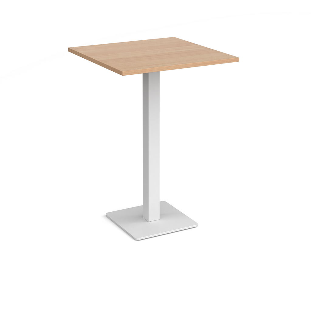 Picture of Brescia square poseur table with flat square white base 800mm - beech