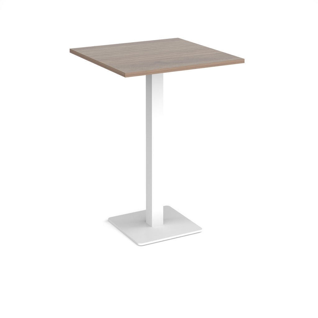 Picture of Brescia square poseur table with flat square white base 800mm - barcelona walnut