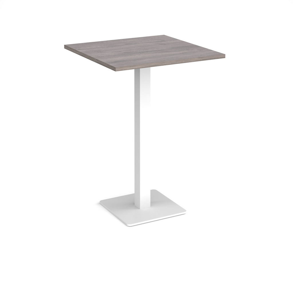 Picture of Brescia square poseur table with flat square white base 800mm - grey oak