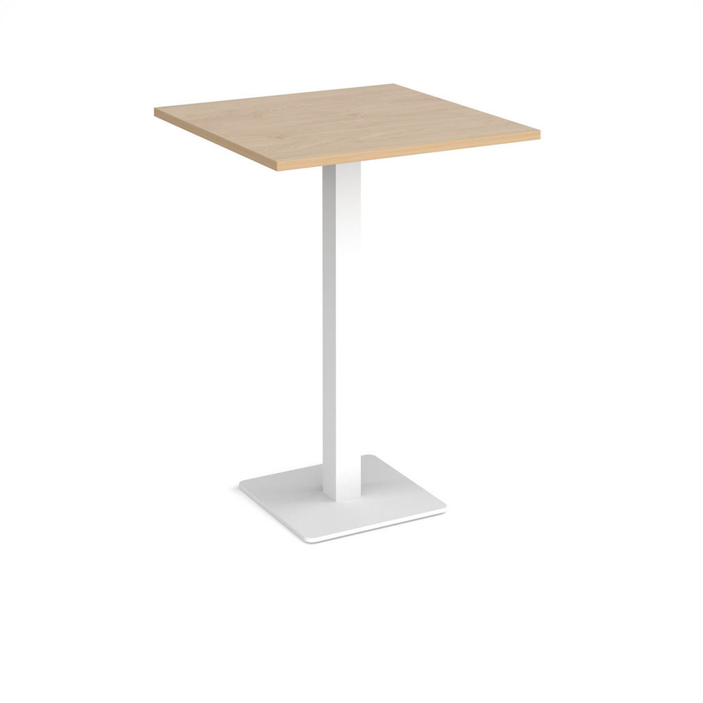 Picture of Brescia square poseur table with flat square white base 800mm - kendal oak