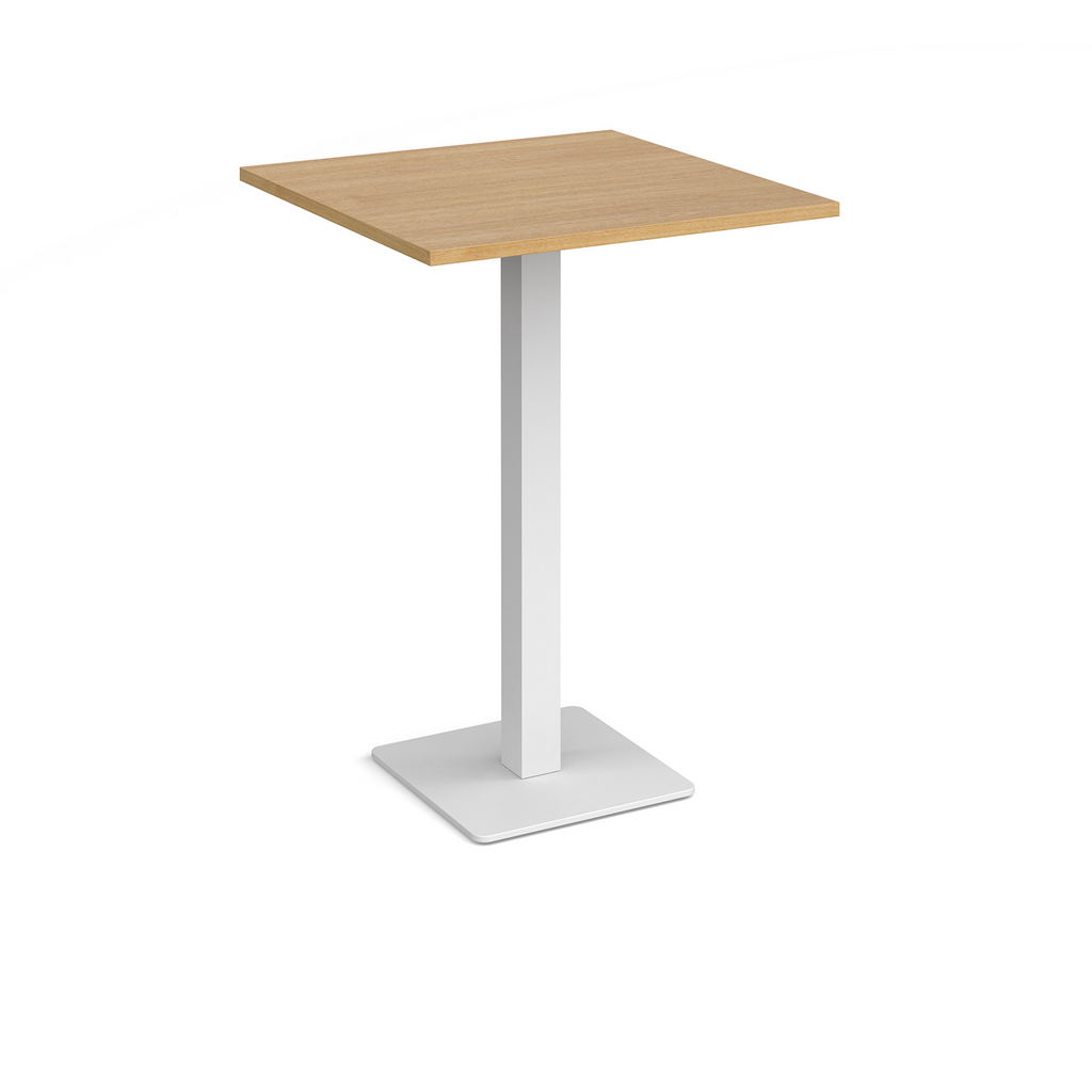 Picture of Brescia square poseur table with flat square white base 800mm - oak