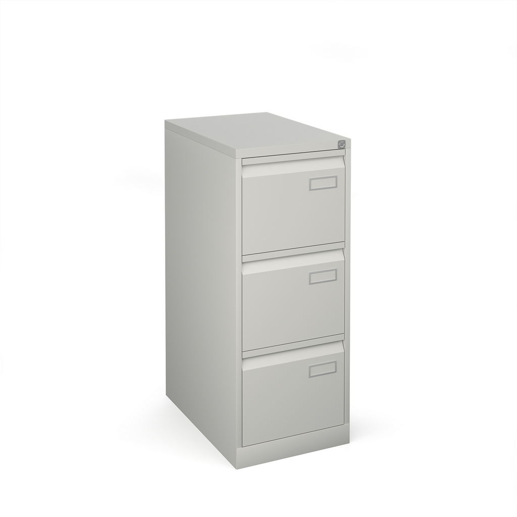 Picture of Bisley steel 3 drawer public sector contract filing cabinet 1016mm high - goose grey