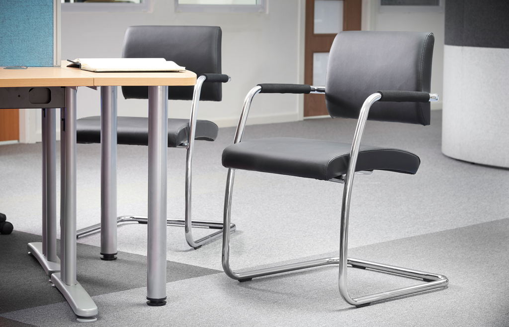 Picture of Bruges meeting room cantilever chair (pack of 2) - black faux leather
