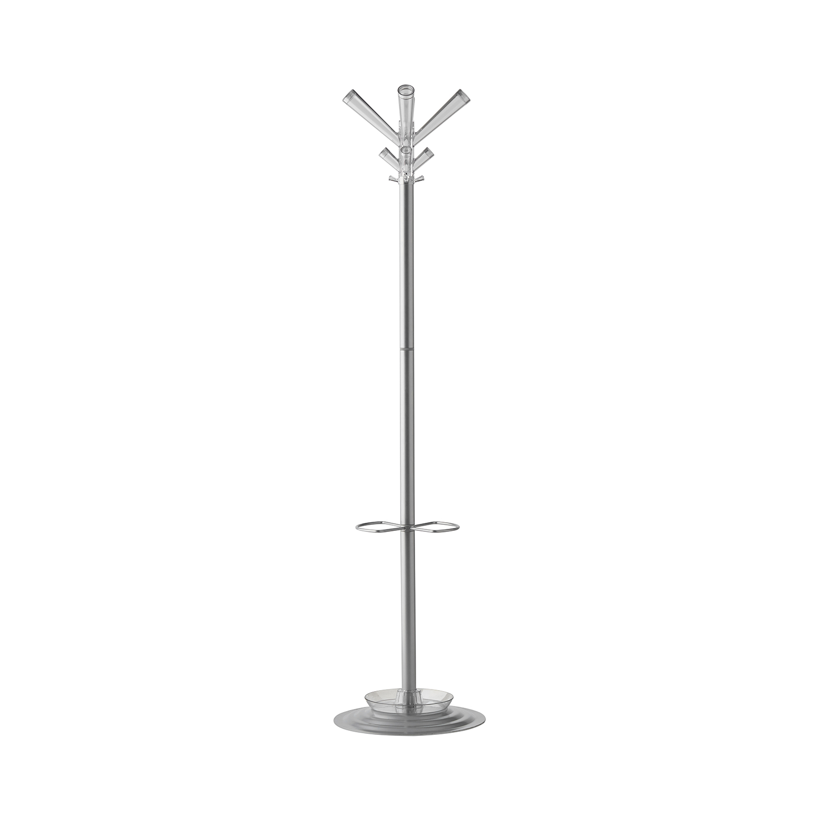 Picture of Callisto coat stand with 4 coat hooks and 4 umbrella hooks - Grey & transparent