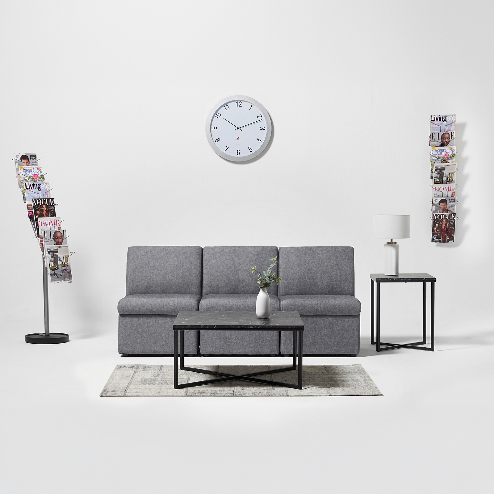 Picture of Cass floor standing steel & wire display unit 7x A4 compartments - Silver