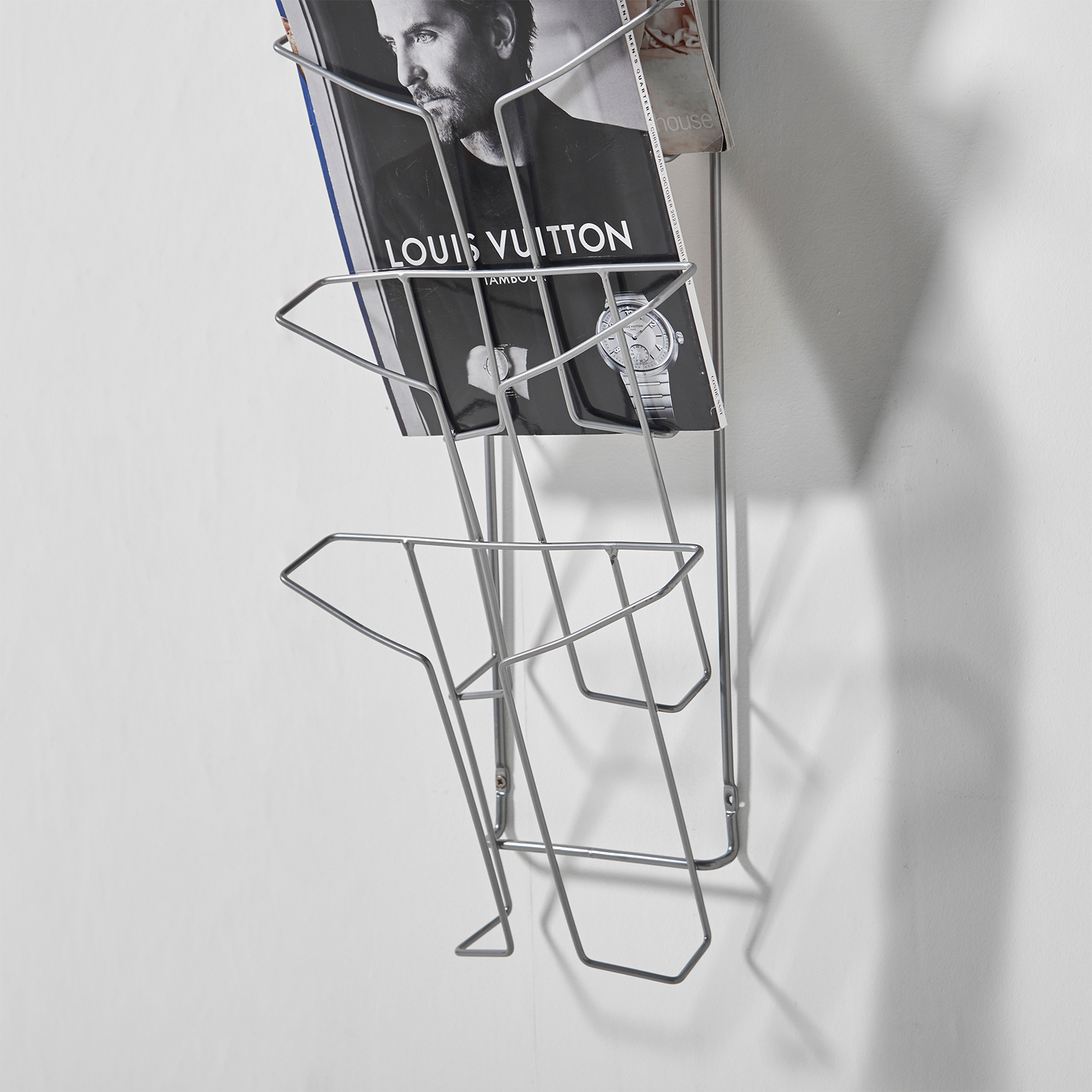 Picture of Cass wall mounted steel & wire display unit 7x A4 compartments - Silver