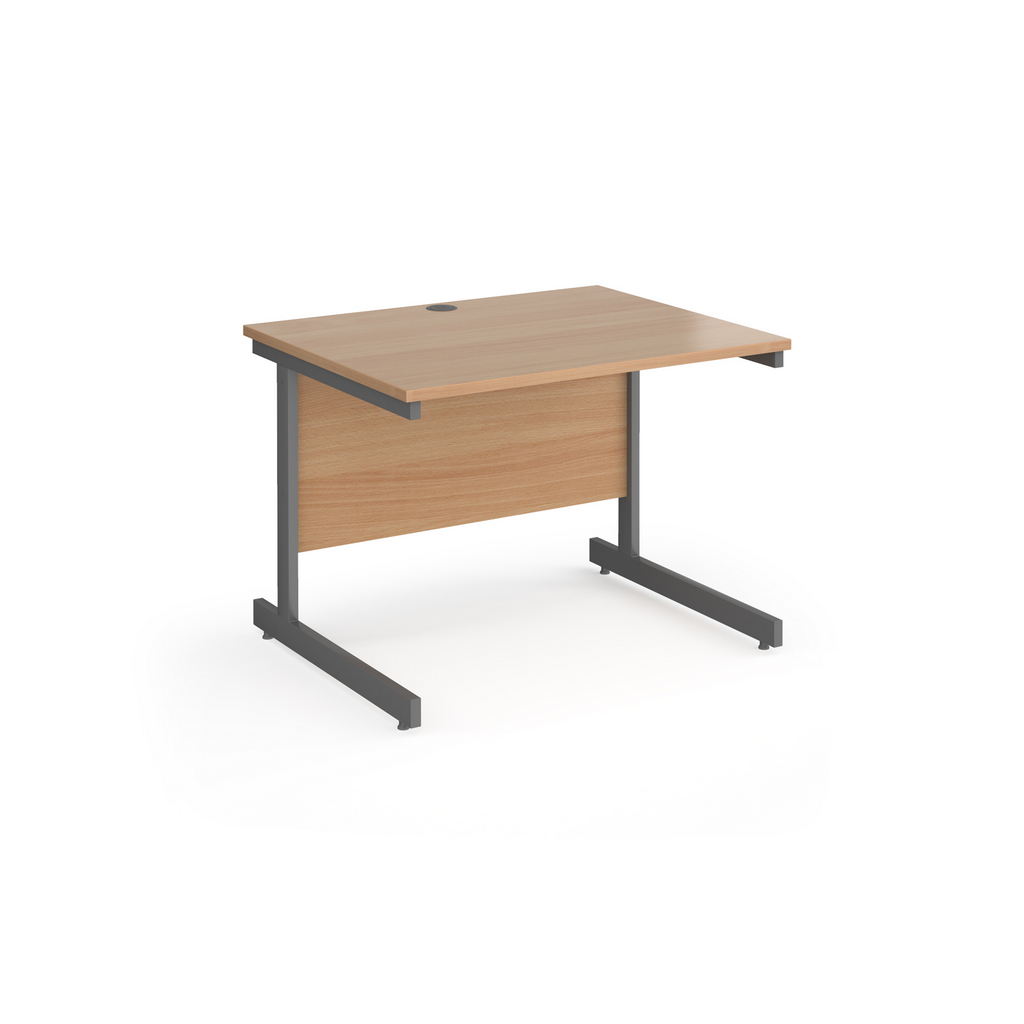 Picture of Contract 25 straight desk with graphite cantilever leg 1000mm x 800mm - beech top