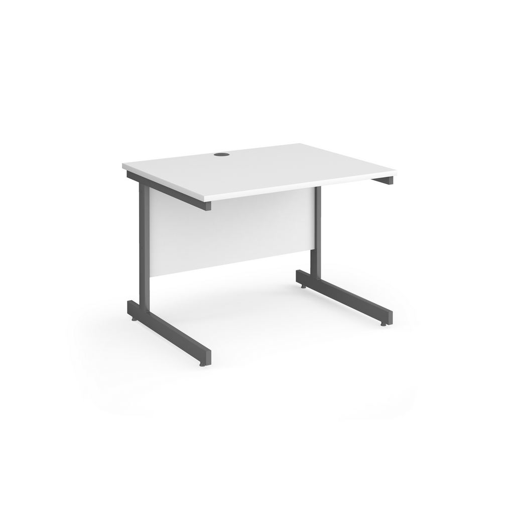 Picture of Contract 25 straight desk with graphite cantilever leg 1000mm x 800mm - white top