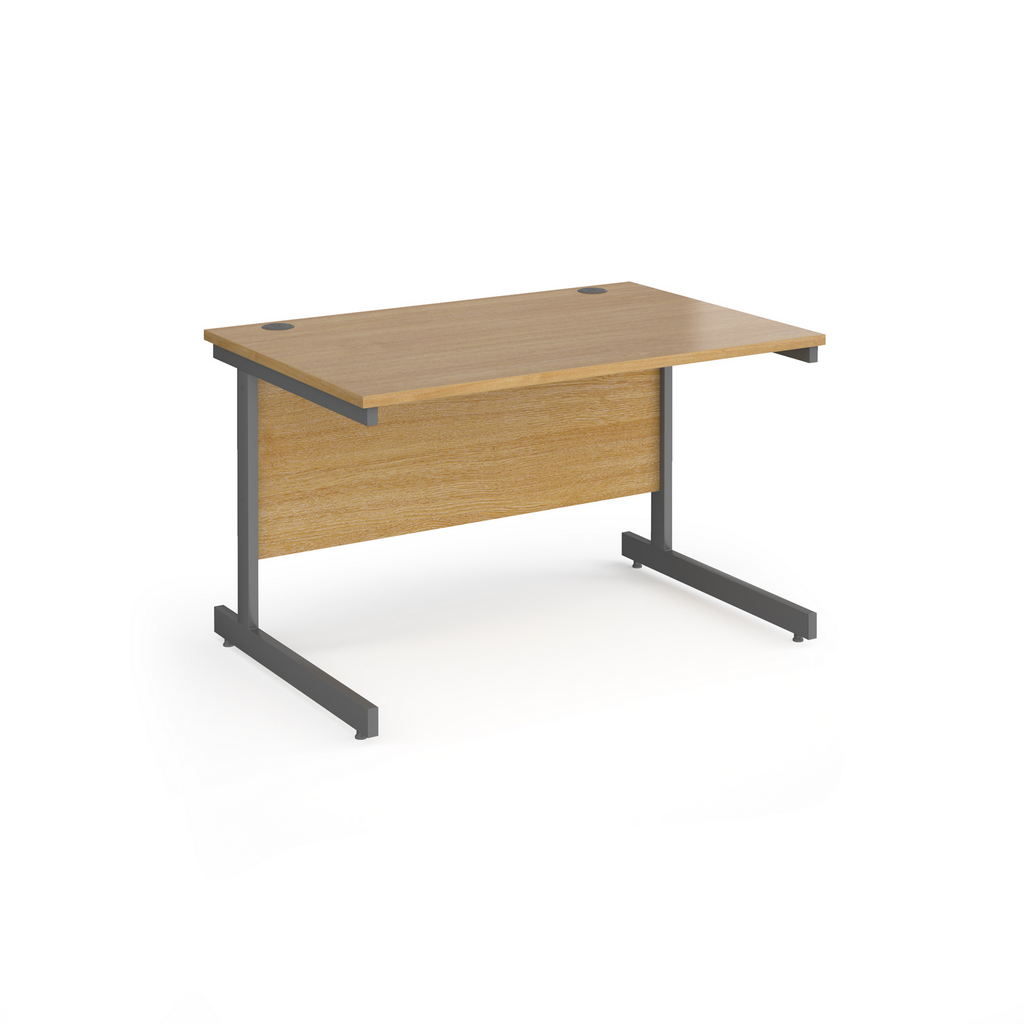 Picture of Contract 25 straight desk with graphite cantilever leg 1200mm x 800mm - oak top