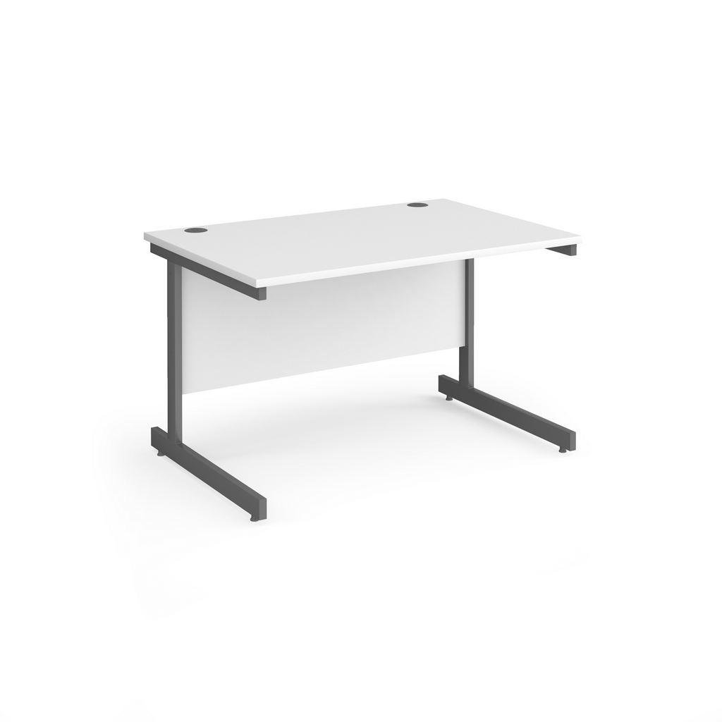 Picture of Contract 25 straight desk with graphite cantilever leg 1200mm x 800mm - white top