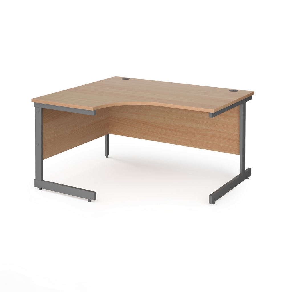 Picture of Contract 25 left hand ergonomic desk with graphite cantilever leg 1400mm - beech top