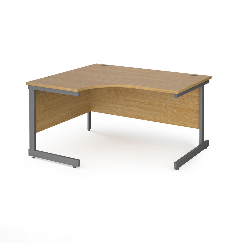 Picture of Contract 25 left hand ergonomic desk with graphite cantilever leg 1400mm - oak top