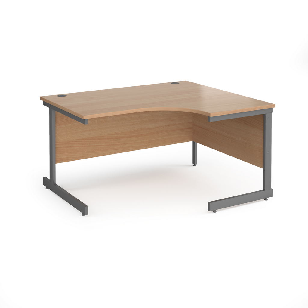 Picture of Contract 25 right hand ergonomic desk with graphite cantilever leg 1400mm - beech top