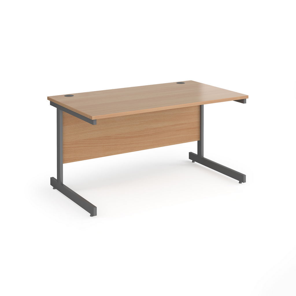 Picture of Contract 25 straight desk with graphite cantilever leg 1400mm x 800mm - beech top