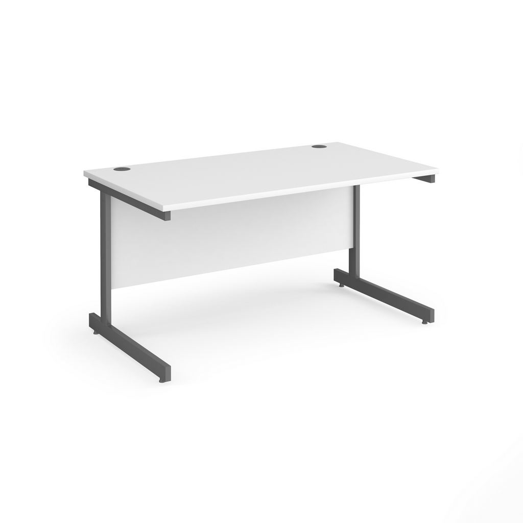 Picture of Contract 25 straight desk with graphite cantilever leg 1400mm x 800mm - white top