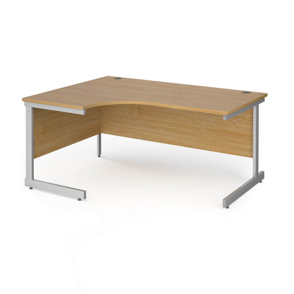 Picture of Contract 25 left hand ergonomic desk with silver cantilever leg 1600mm - oak top