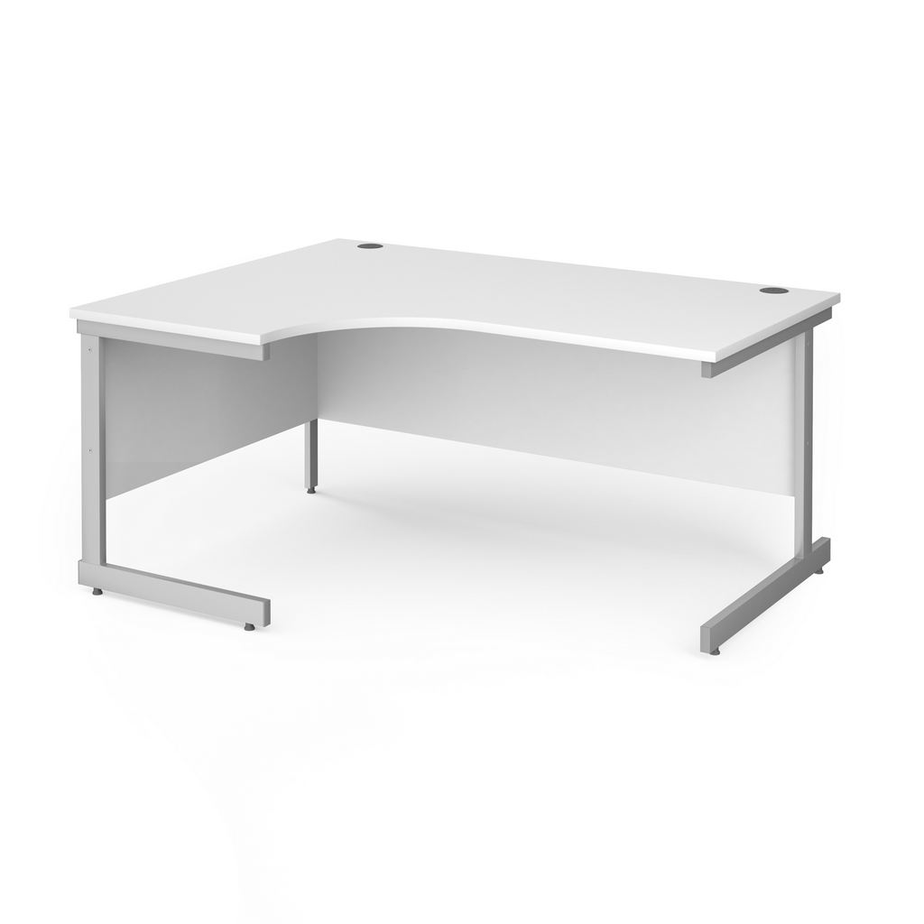 Picture of Contract 25 left hand ergonomic desk with silver cantilever leg 1600mm - white top