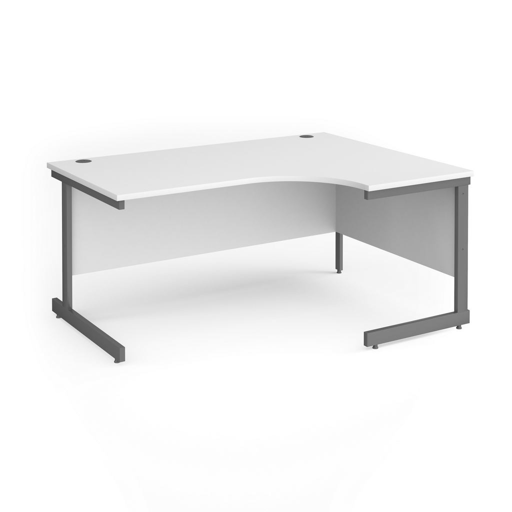 Picture of Contract 25 right hand ergonomic desk with graphite cantilever leg 1600mm - white top