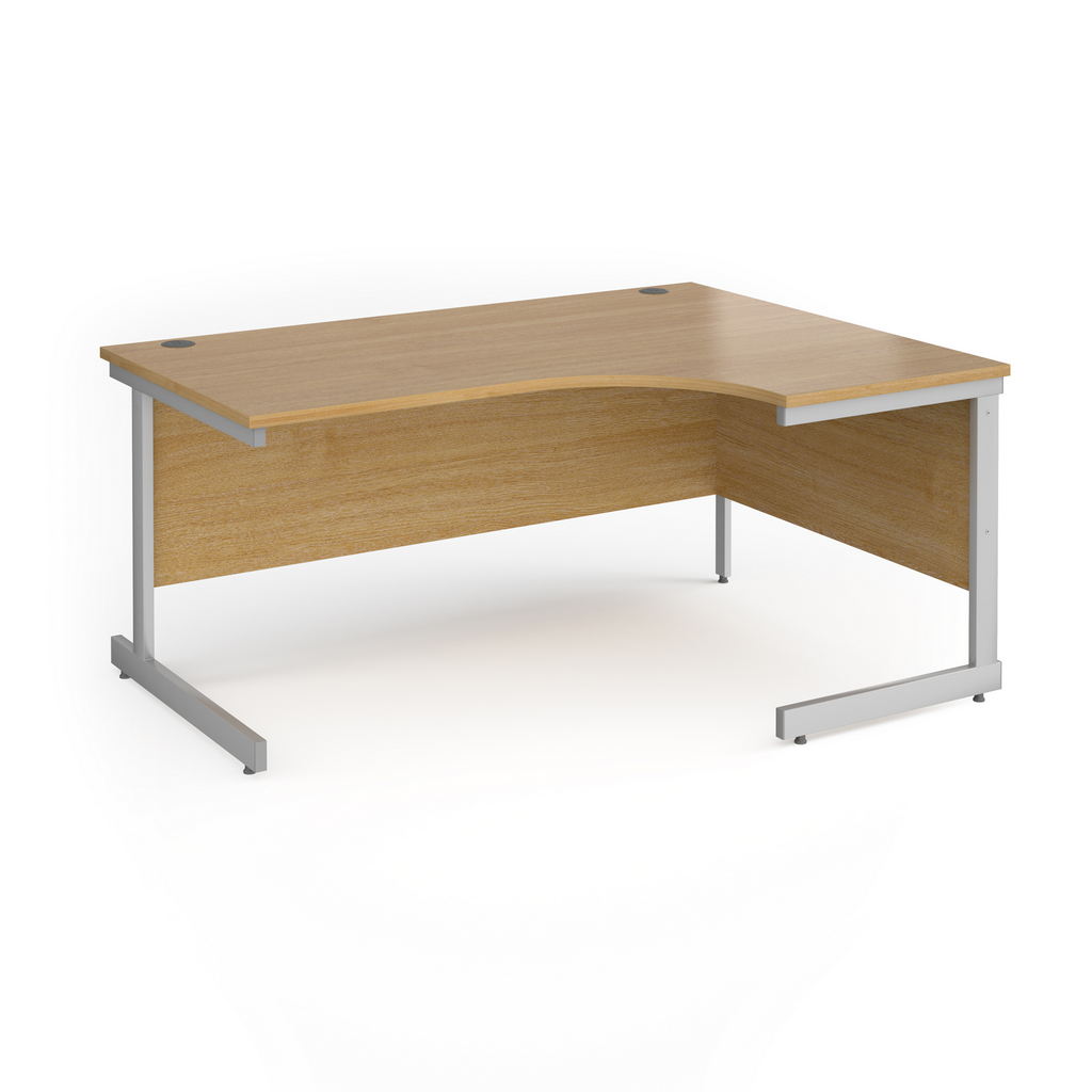 Picture of Contract 25 right hand ergonomic desk with silver cantilever leg 1600mm - oak top