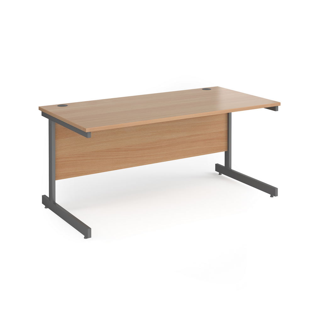 Picture of Contract 25 straight desk with graphite cantilever leg 1600mm x 800mm - beech top