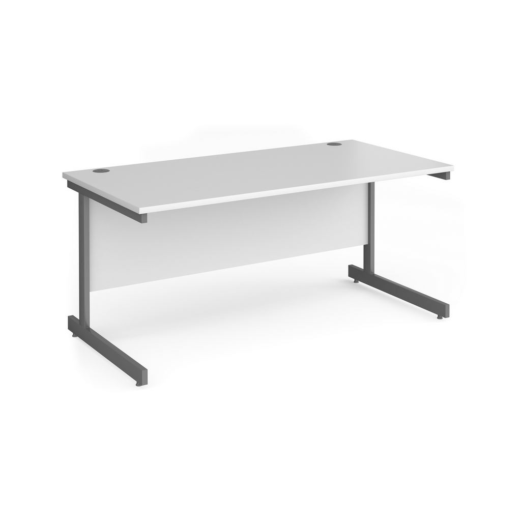 Picture of Contract 25 straight desk with graphite cantilever leg 1600mm x 800mm - white top