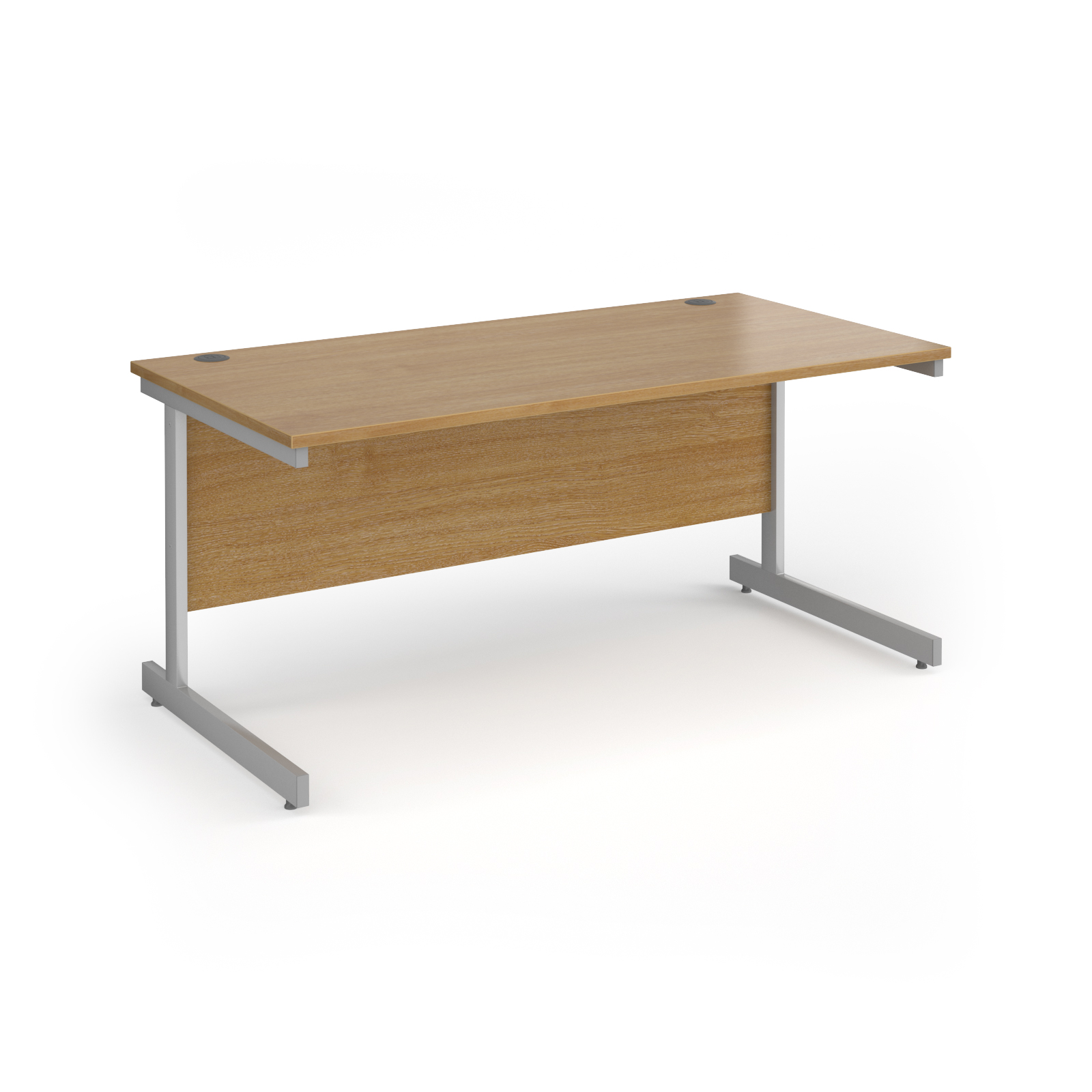 Picture of Contract 25 straight desk with silver cantilever leg 1600mm x 800mm - Oak Top