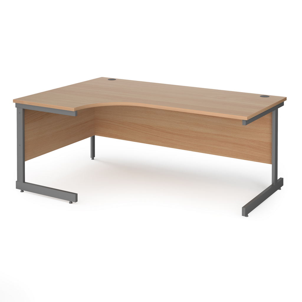 Picture of Contract 25 left hand ergonomic desk with graphite cantilever leg 1800mm - beech top