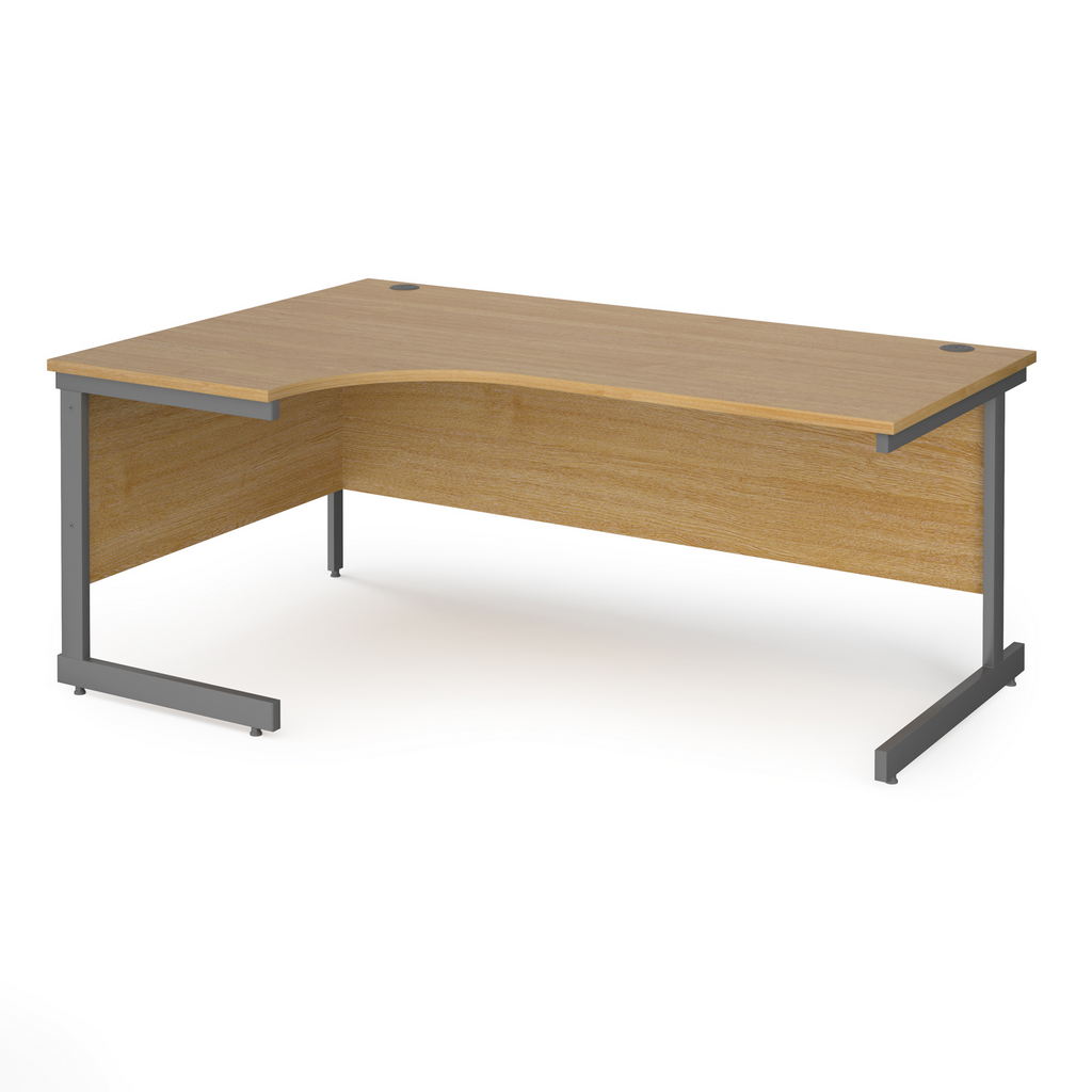 Picture of Contract 25 left hand ergonomic desk with graphite cantilever leg 1800mm - oak top