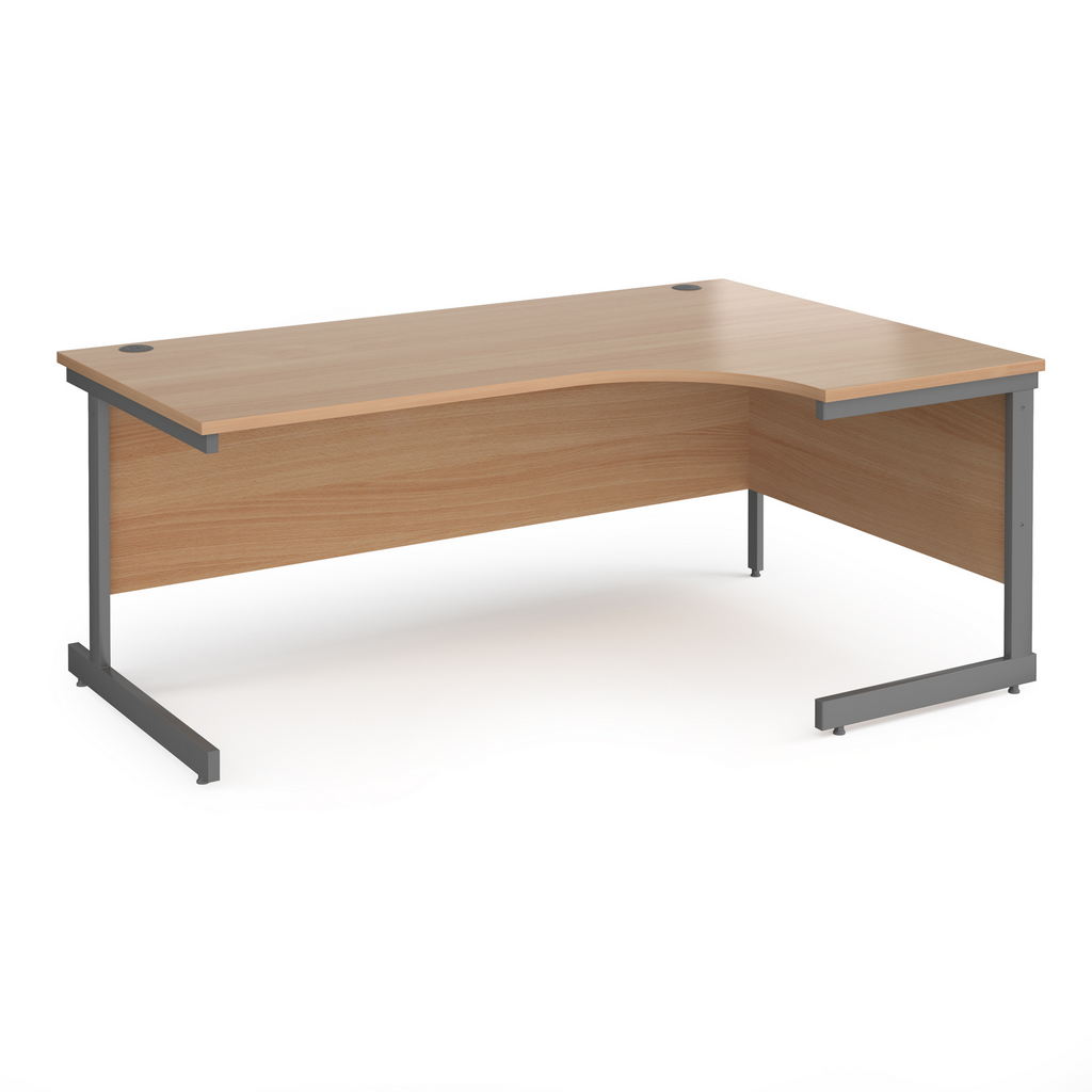 Picture of Contract 25 right hand ergonomic desk with graphite cantilever leg 1800mm - beech top