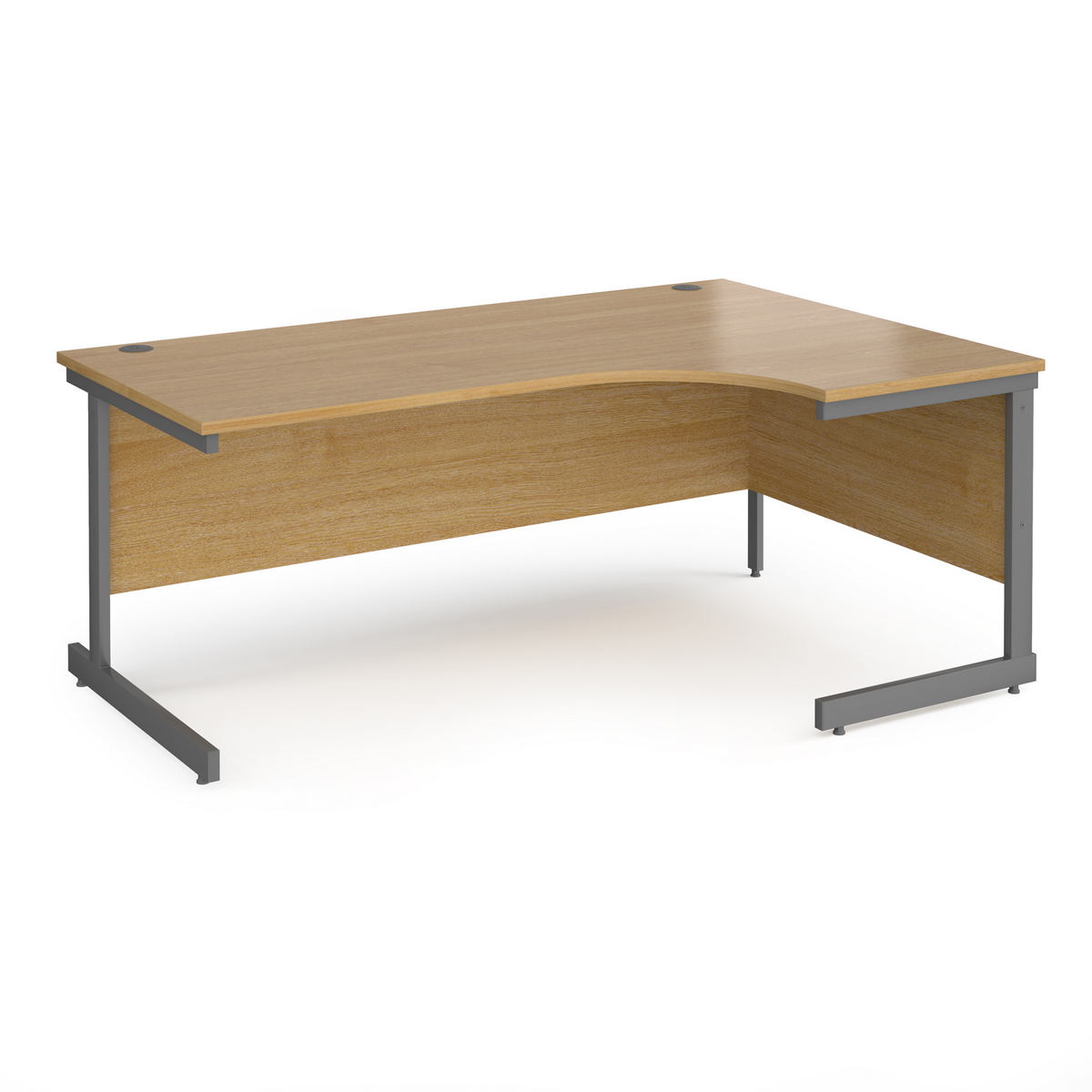 Picture of Contract 25 right hand ergonomic desk with graphite cantilever leg 1800mm - oak top