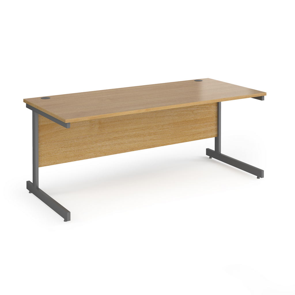 Picture of Contract 25 straight desk with graphite cantilever leg 1800mm x 800mm - oak top