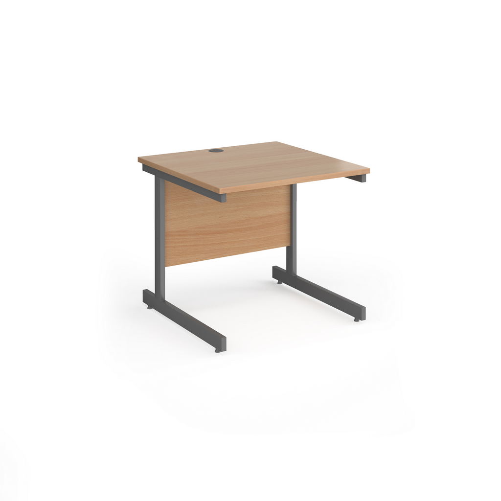 Picture of Contract 25 straight desk with graphite cantilever leg 800mm x 800mm - beech top