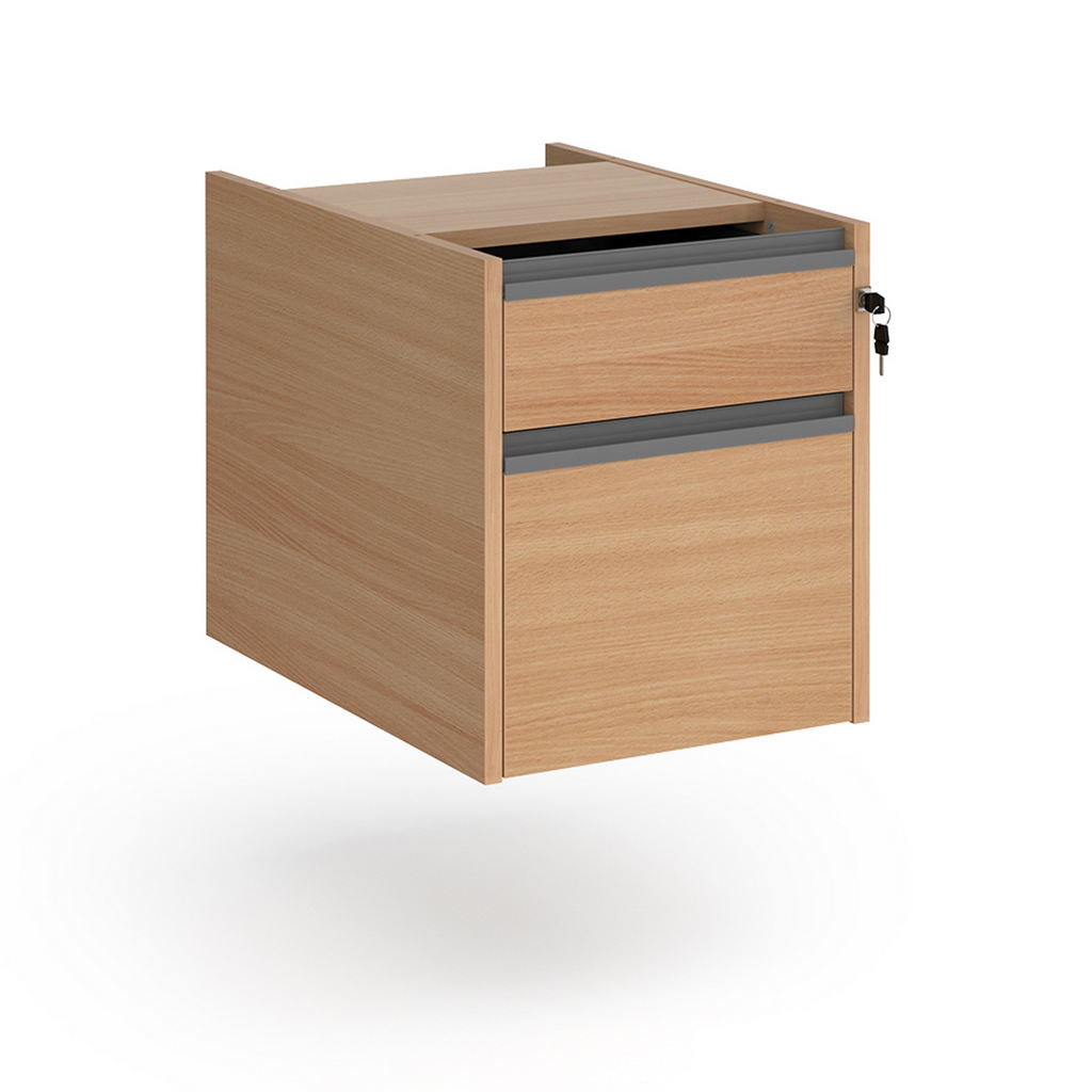Picture of Contract 2 drawer fixed pedestal with graphite finger pull handles - beech