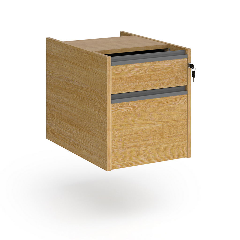 Picture of Contract 2 drawer fixed pedestal with graphite finger pull handles - oak