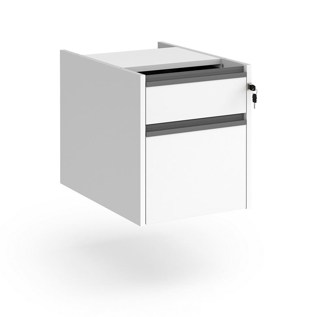 Picture of Contract 2 drawer fixed pedestal with graphite finger pull handles - white