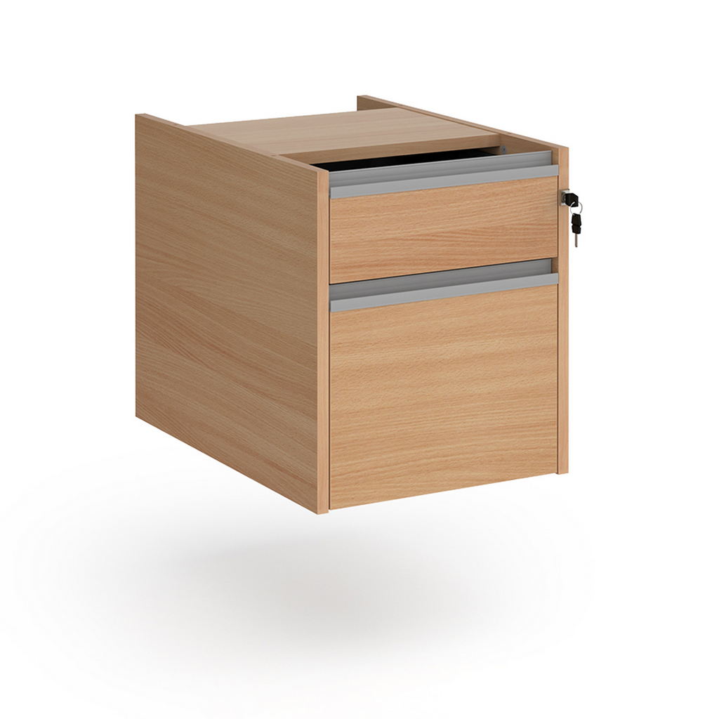 Picture of Contract 2 drawer fixed pedestal with silver finger pull handles - beech