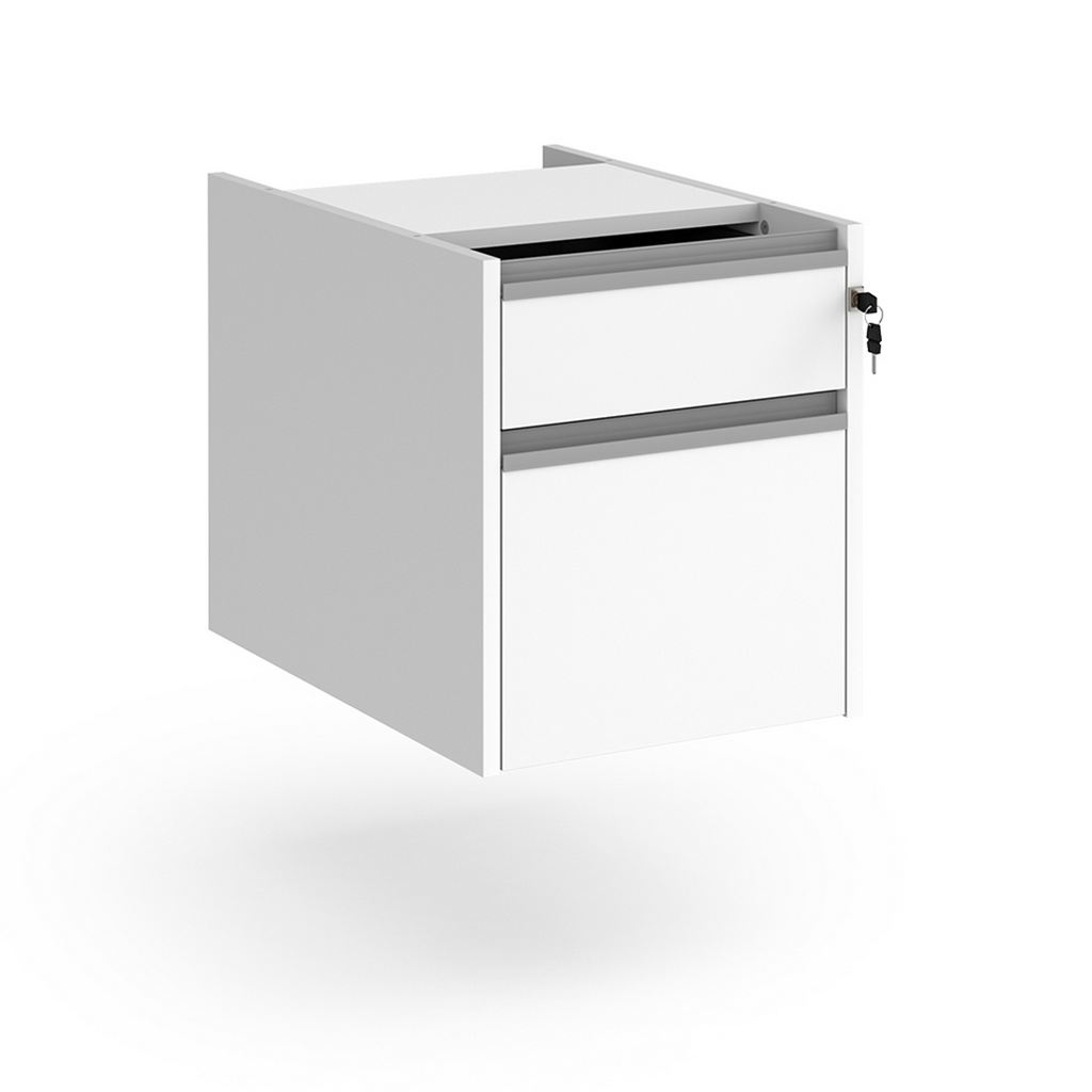 Picture of Contract 2 drawer fixed pedestal with silver finger pull handles - white