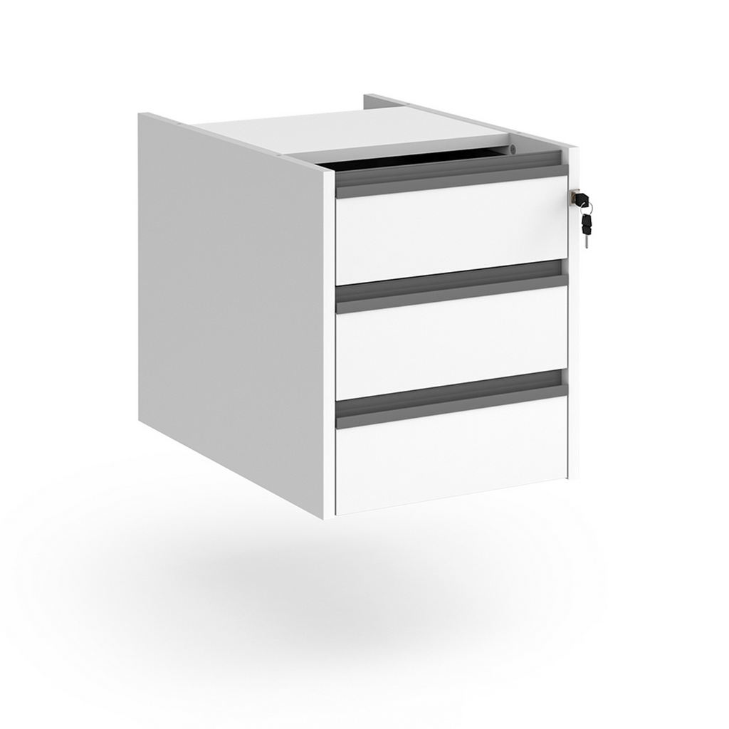 Picture of Contract 3 drawer fixed pedestal with graphite finger pull handles - white
