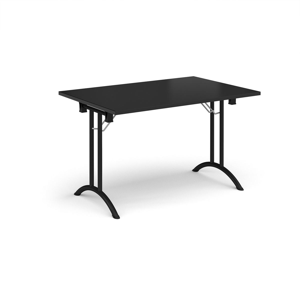 Picture of Rectangular folding leg table with black legs and curved foot rails 1200mm x 800mm - Black