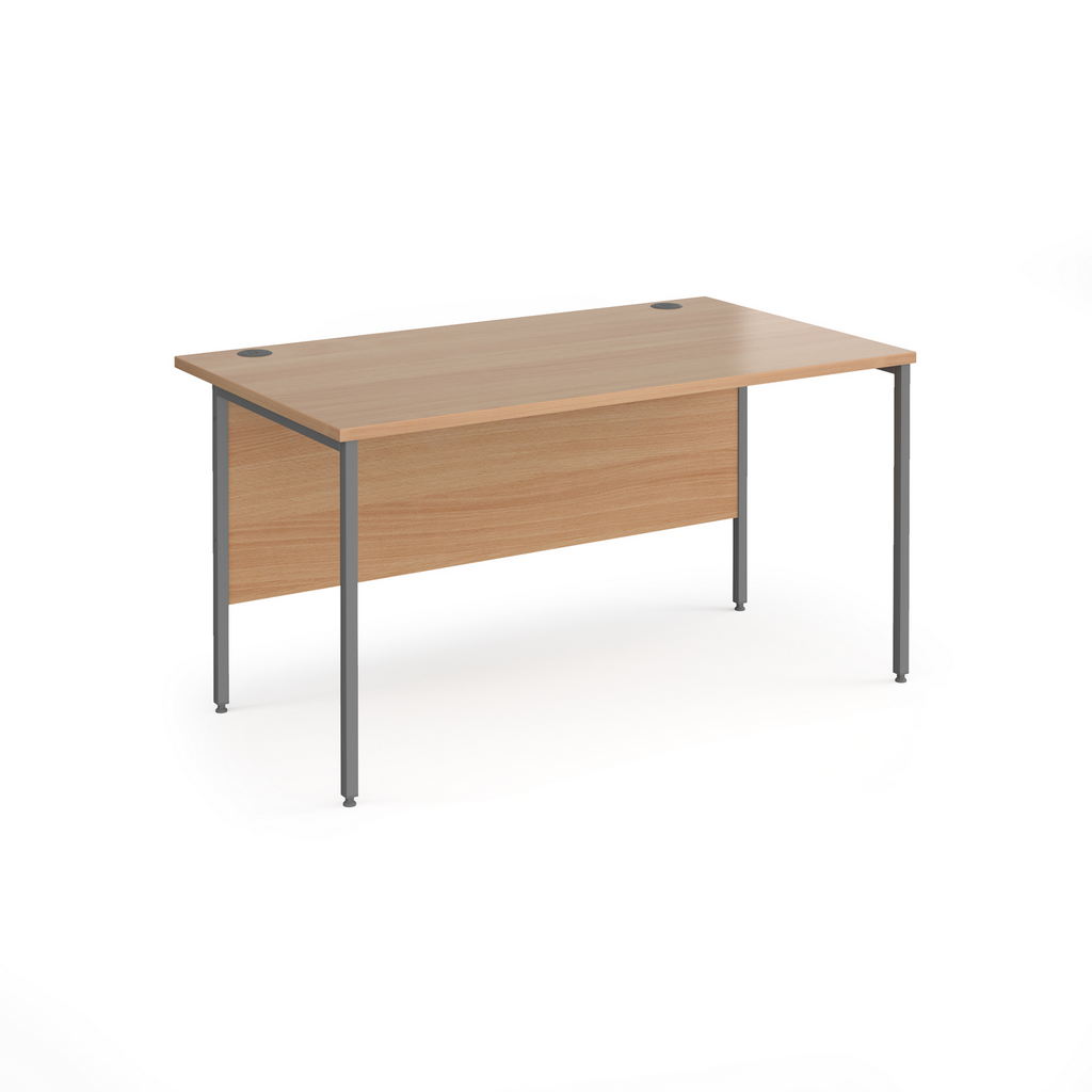 Picture of Contract 25 straight desk with graphite H-Frame leg 1400mm x 800mm - beech top