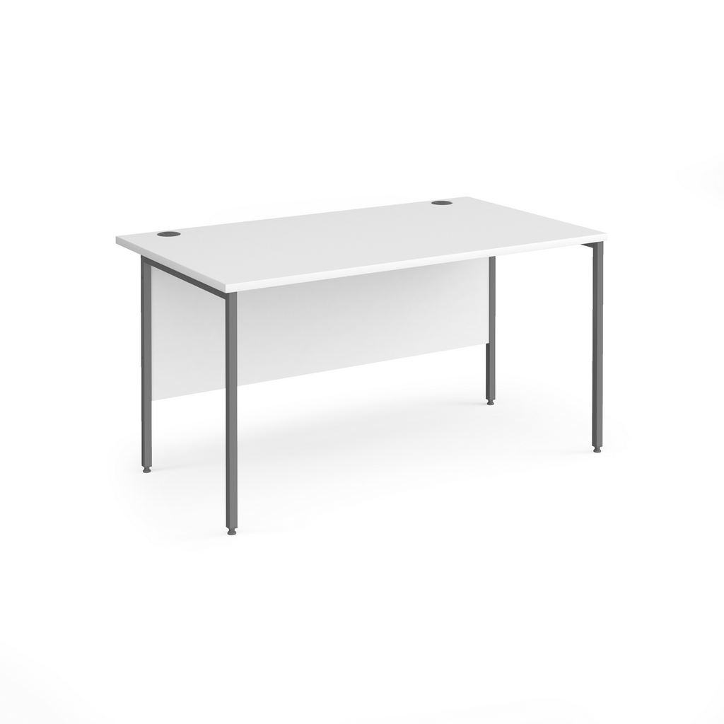 Picture of Contract 25 straight desk with graphite H-Frame leg 1400mm x 800mm - white top