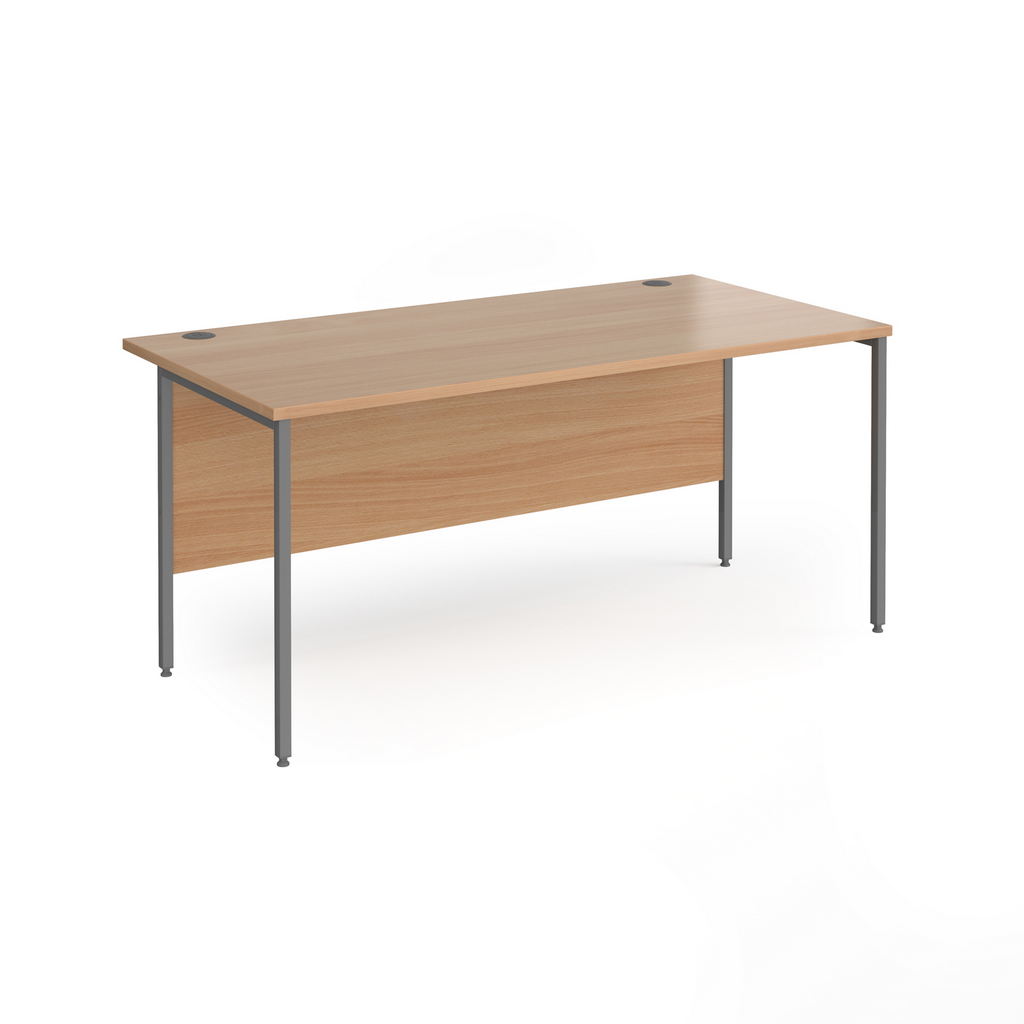Picture of Contract 25 straight desk with graphite H-Frame leg 1600mm x 800mm - beech top