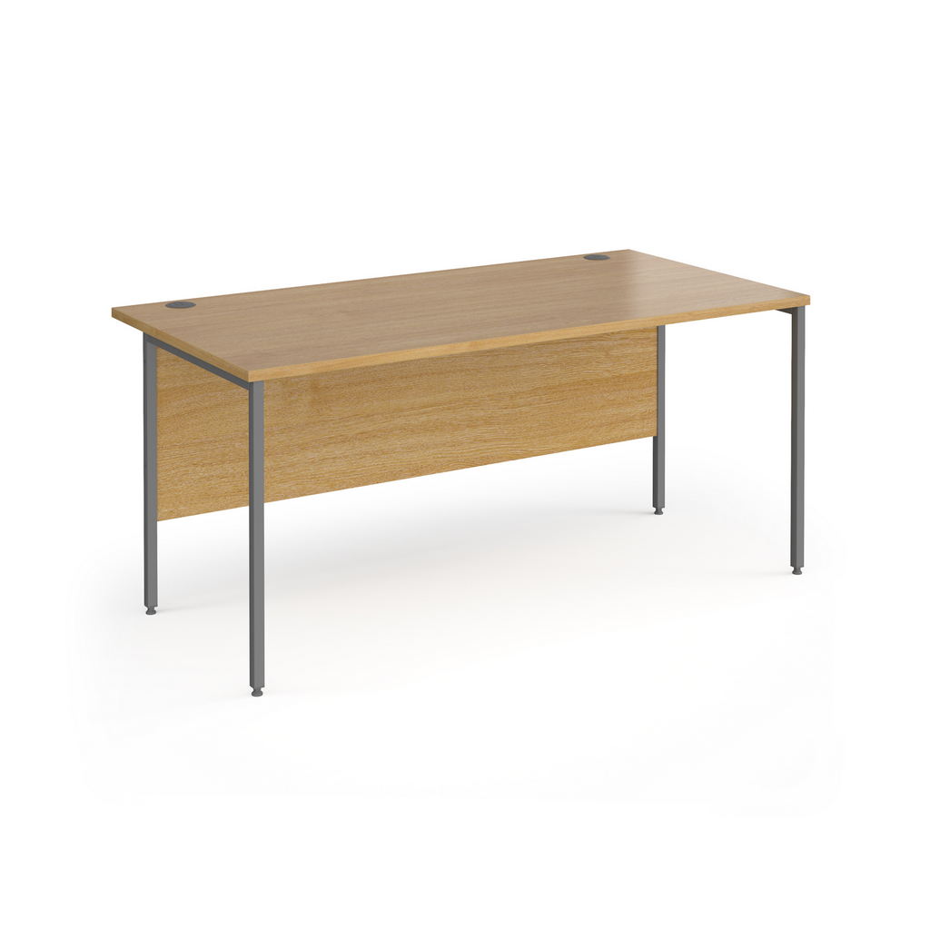 Picture of Contract 25 straight desk with graphite H-Frame leg 1600mm x 800mm - oak top