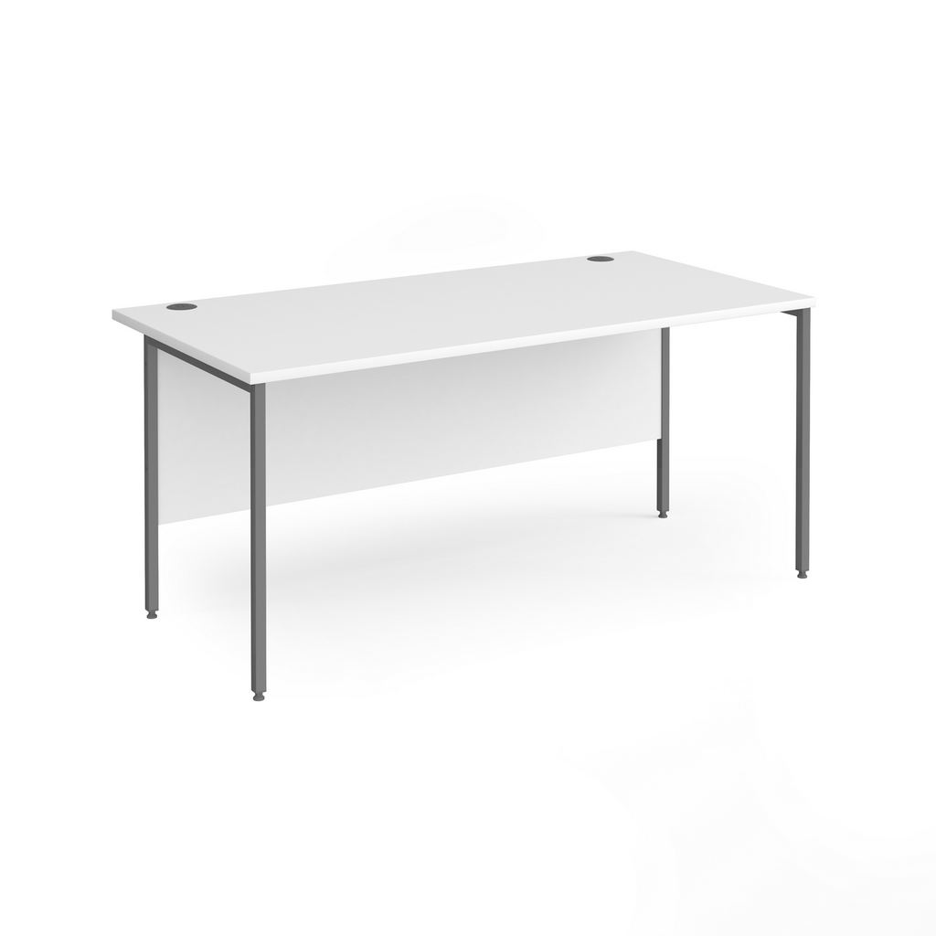 Picture of Contract 25 straight desk with graphite H-Frame leg 1600mm x 800mm - white top