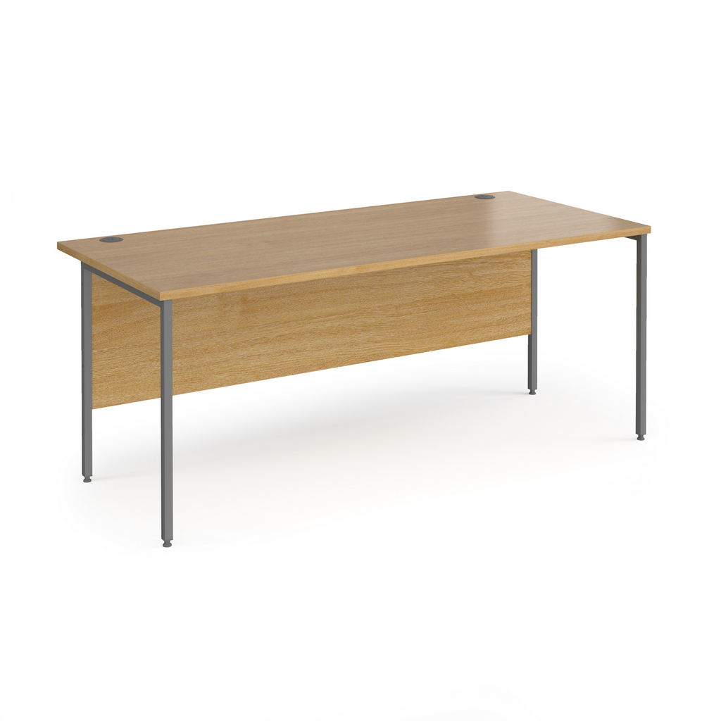Picture of Contract 25 straight desk with graphite H-Frame leg 1800mm x 800mm - oak top
