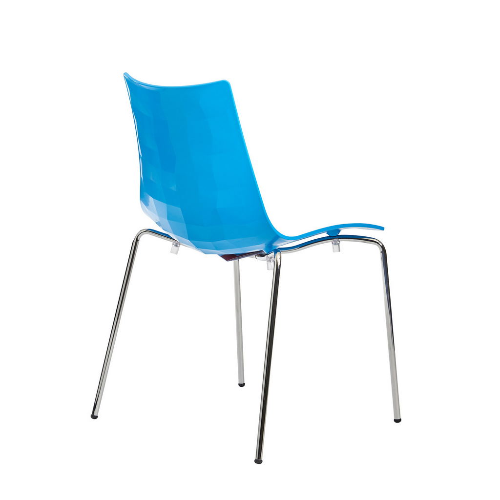Picture of Gecko shell dining stacking chair with chrome legs - blue