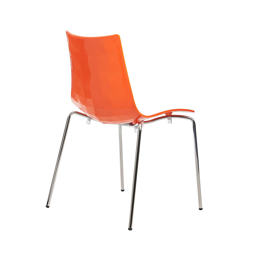 Picture of Gecko shell dining stacking chair with chrome legs - orange
