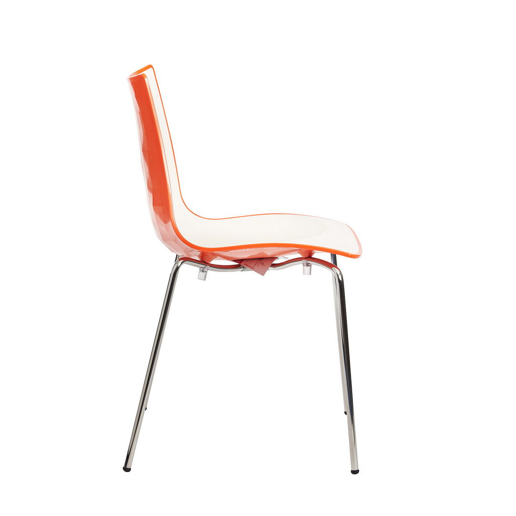 Picture of Gecko shell dining stacking chair with chrome legs - orange