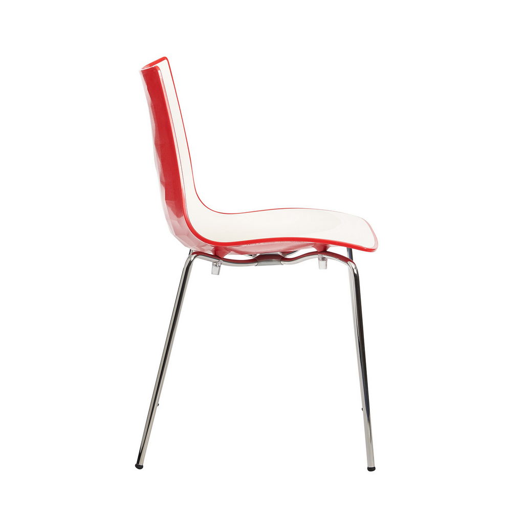 Picture of Gecko shell dining stacking chair with chrome legs - red