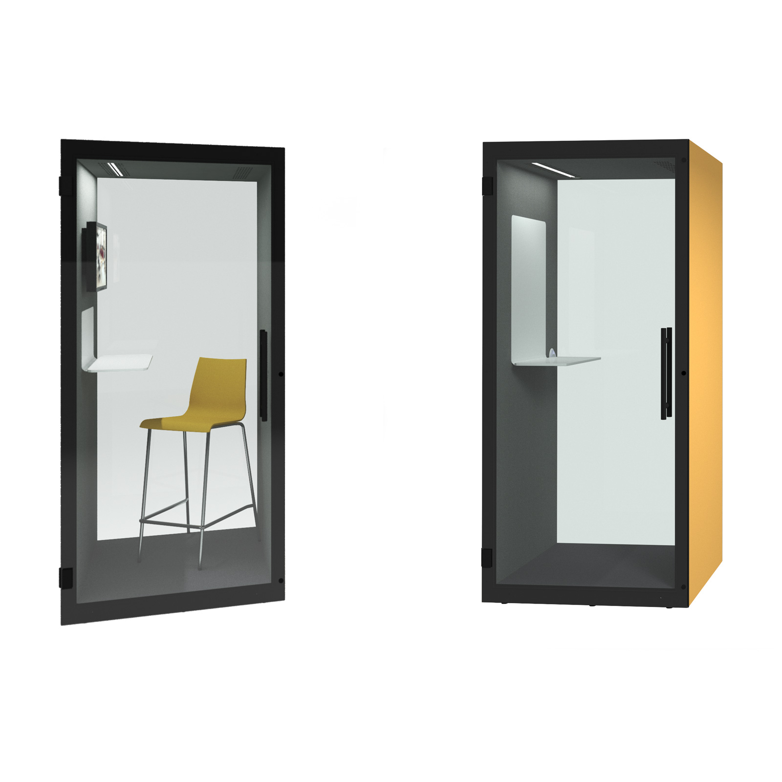 Picture of Chatbox single person acoustic hub 1m x 1m with shelf - black